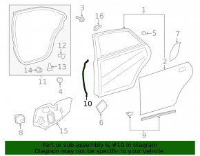 Передний уплотнитель двери задней левой Lexus ES300h ES350 13-18