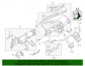 Накладка торпеды боковая правая Ford Focus mk3 15-18 серая