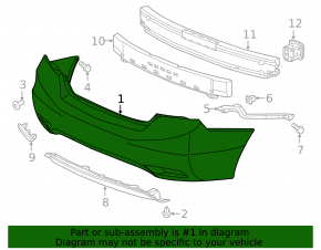 Бампер задний голый Honda Civic 11-15 2013-15