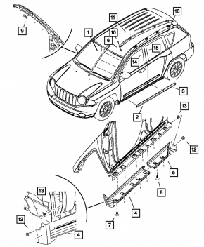 Рейлинг продольный левый Jeep Compass 11-16