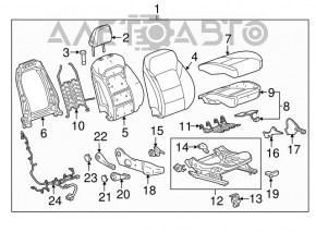 Пассажирское сидение Chevrolet Malibu 16-25 кожа серое