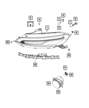 Поворотник ДХО правый Jeep Cherokee KL 14-18