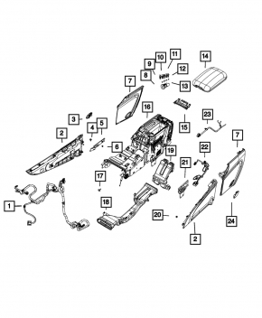 Ornamente consolei centrale spate Jeep Grand Cherokee WK2 14-22, negre, zgârieturi
