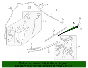 Frânghie stânga a ștergătorului Nissan Versa Note 13-19