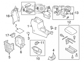 Консоль центральная Subaru Forester 14-18 SJ черная, голая, царапины