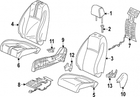 Пассажирское сидение Honda CRV 23-26 без airbag, механическое, подогрев, ткань черная с оранжевой строчкой, Sport