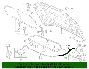 Трос открытия замка капота задняя часть VW Passat 20-22