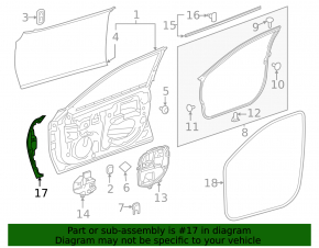 Уплотнитель двери передней левой на торце Lexus ES250 ES300h ES350 19-26