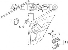 Panou ornamental triunghiular pentru ușa spate dreapta a Kia Niro 17-22, interior, negru, zgârieturi