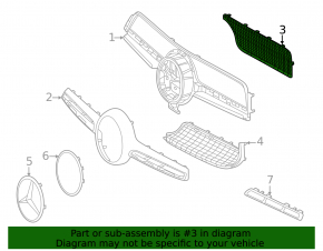 Решетка радиатора grill верхняя правая Mercedes W167 GLE 350 450 20-23 AMG pkg