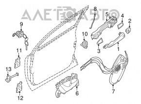 Замок двери передней правой Nissan Rogue Sport 17-23 keyless