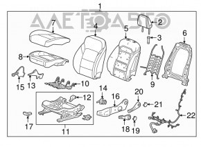 Водительское сидение Chevrolet Malibu 16-25 без airbag, механич, кожа серое