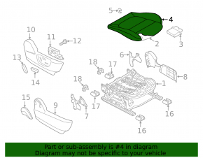 Пассажирское сидение Mazda 6 16-17 рест, без airbag, ткань черн