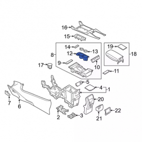 Подстаканники Ford Escape MK3 17-19 черн, с подсветкой, царапины