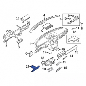 Накладка колени водителя левая Ford Mustang mk6 18-23 черная