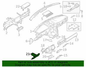 Накладка колени водителя левая Ford Mustang mk6 18-23 черная