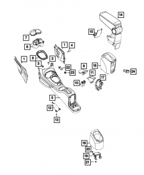 Консоль центральная Fiat 500L 14-14 без подлокотника, черный
