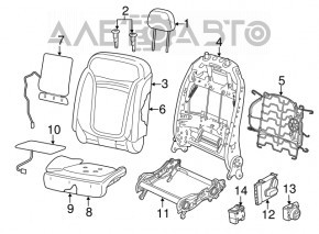 Пассажирское сидение Jeep Renegade 15-17 без airbag, кожа черн