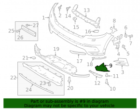 Conductă de aer bară față, stânga, Land Rover Range Rover Velar 18-23 R-Dynamic, HSE