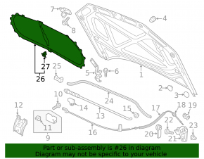 Изоляция капота VW Passat b7 12-15 USA тип 1, масляный след, надрывы