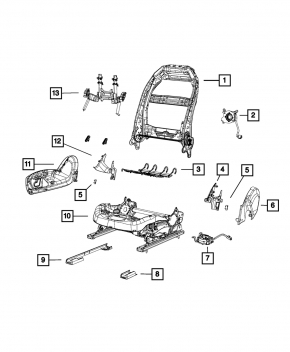 Моторчик спинки пассажирского сидения Jeep Cherokee KL 19- без каркаса
