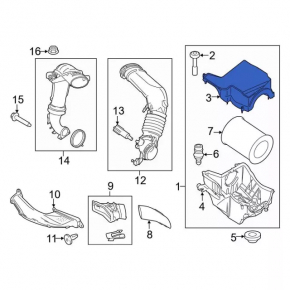 Верхняя крышка корпуса воздушного фильтра Ford Focus mk3 11-18 2.0