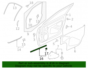Garnitură ușă față dreapta Subaru Forester 19- SK, inferioară, mare