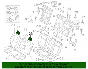Tetieră scaune stânga rândul 2 Ford Fusion mk5 17-20 Platinum, piele, gri
