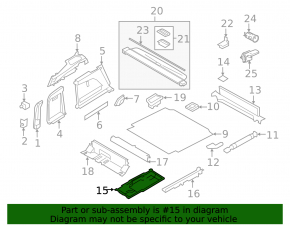 Покрытие пола багажника BMW X5 F15 16-18 plug-in черное под 2 ряда
