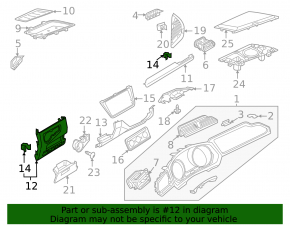 Накладка торпеды колени водителя в сборе VW Tiguan 18-24 2 части черная
