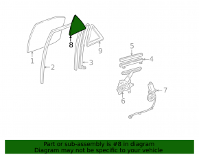 Стекло двери треугольник заднее левое Lexus RX300 98-00