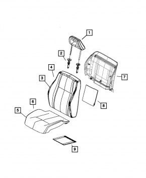 Водительское сидение Jeep Compass 11-14 без airbag, кожа черн
