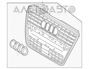 Решетка радиатора grill Audi Q5 8R 09-12 дорест, с эмблемами, под парктроники