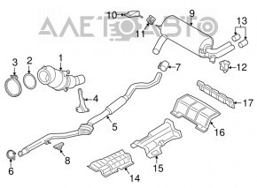 Кронштейн выпускной трассы задний левый BMW 4 F32/33/36 17-20 с резинкой, ржавый