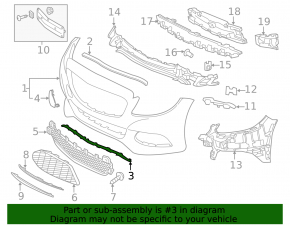 Bara de protectie fata inferioara centrala Mercedes Clasa C W205 15-18 cromata sub Luxury FPS