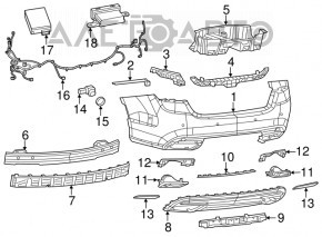 Крепление заднего бампера внешнее левое Chrysler 200 15-17