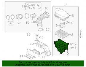 Нижняя крышка корпуса воздушного фильтра Hyundai Veloster 19-21 1.6, 2.0