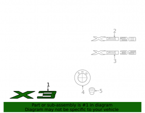 Эмблема надпись X3 двери багажника BMW X3 F25 11-17
