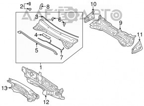 Garnitura grilei stergatoarelor dreapta Kia Sorento 16-20