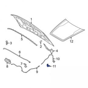 Mâner interior de deblocare a capotei Ford Escape MK4 24- negru