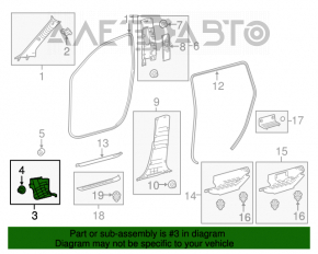 Накладка передней стойки нижняя левая Toyota Highlander 14-19 черная