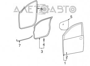 Дверь голая передняя правая Toyota Sienna 04-09 белая горелая, тычки