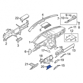 Накладка передней панели левая Ford Mustang mk6 15-23 черная, в пленке под карбон