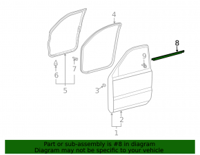 Moldură ușă-sticlă dreapta față centrală pentru Lexus GX470 03-09, nouă, originală