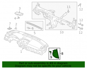 Накладка передней панели боковая левая Honda Accord 18-22 черная