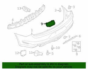 Кронштейн заднего бампера центральный Ford Mustang mk6 15-17 2.3, 3.7