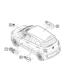 Управление стеклоподъемником задним левым Fiat 500L 14-17 черн, auto, с черн накладкой