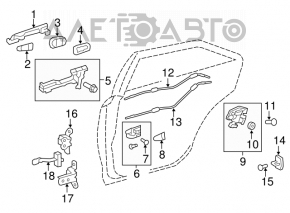 Механизм ручки двери задней правой Toyota Camry v50 12-14 usa, без тяги