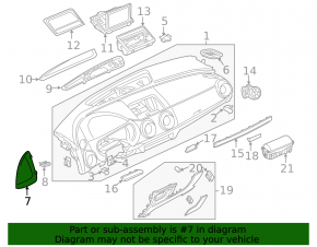 Накладка передней панели левая боковая Audi A3 8V 15-20 4d, 5d черная