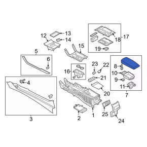Consola centrală cu cotieră pentru Ford Fusion mk5 17-20, neagră, fără conductă de aer